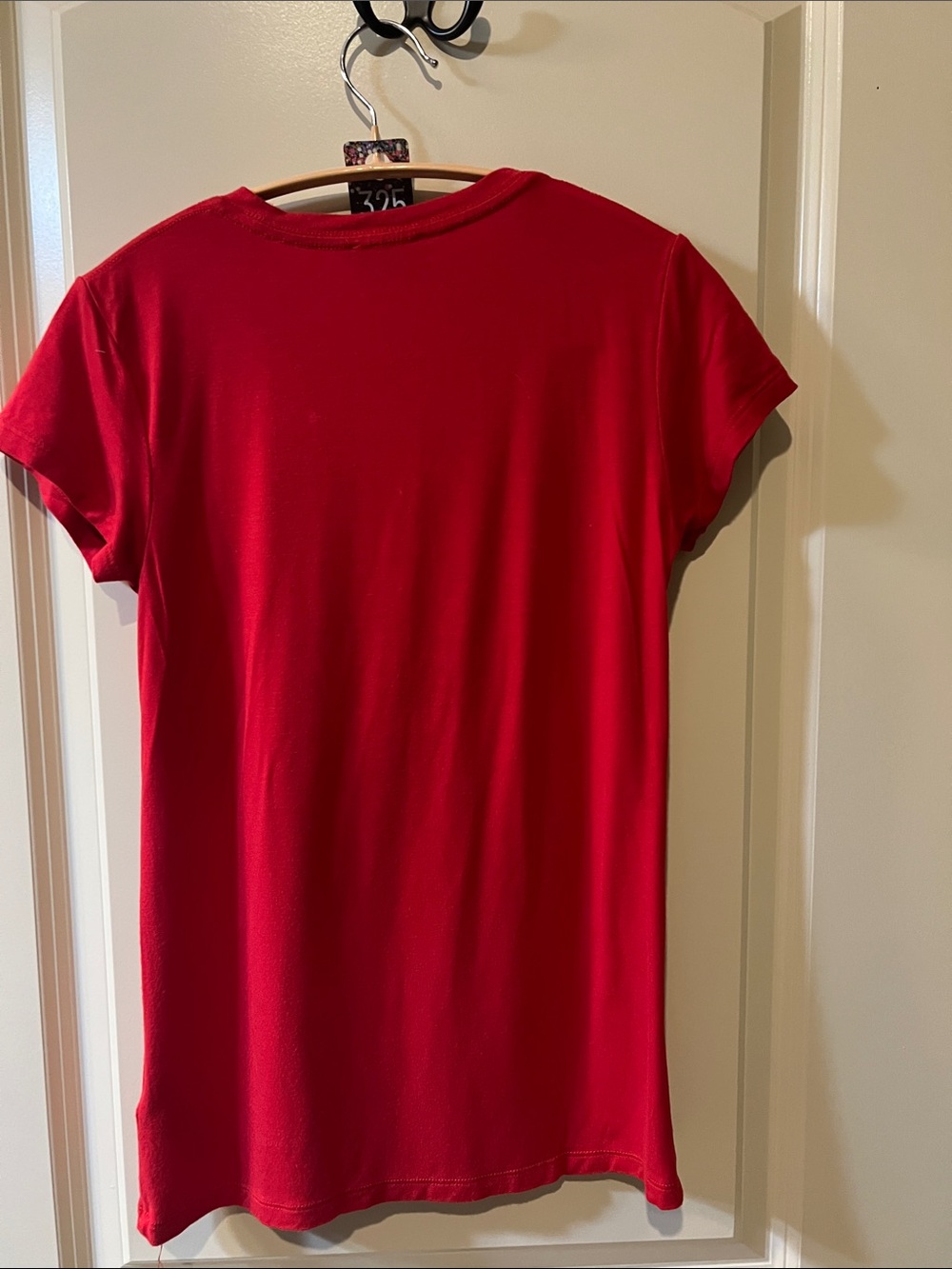 bebe Red Short-Sleeve Rhinestone Logo Tee H325 - Picture 7 of 9